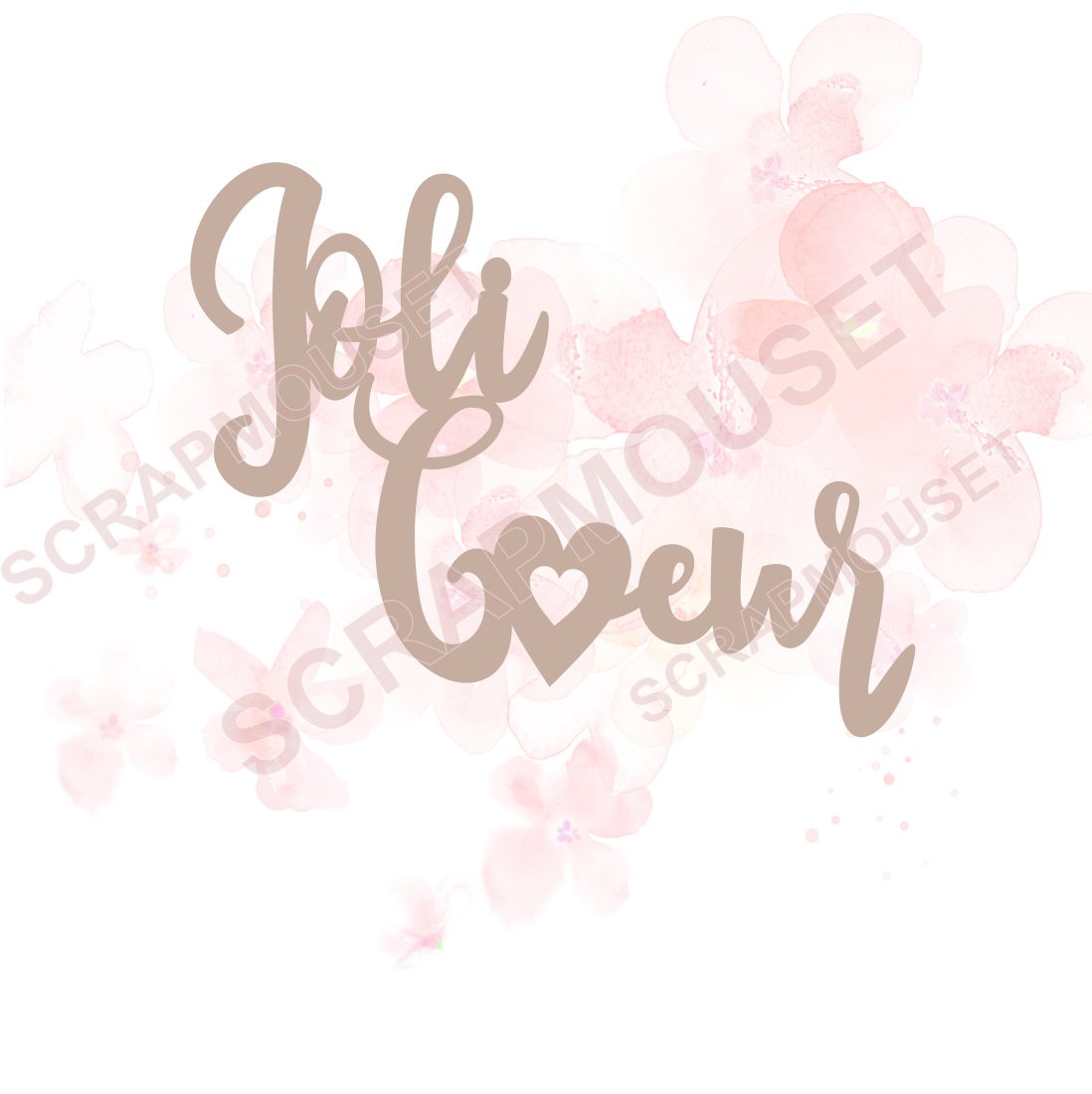 Mot Joli coeur en carton bois SCRAPMOUSET