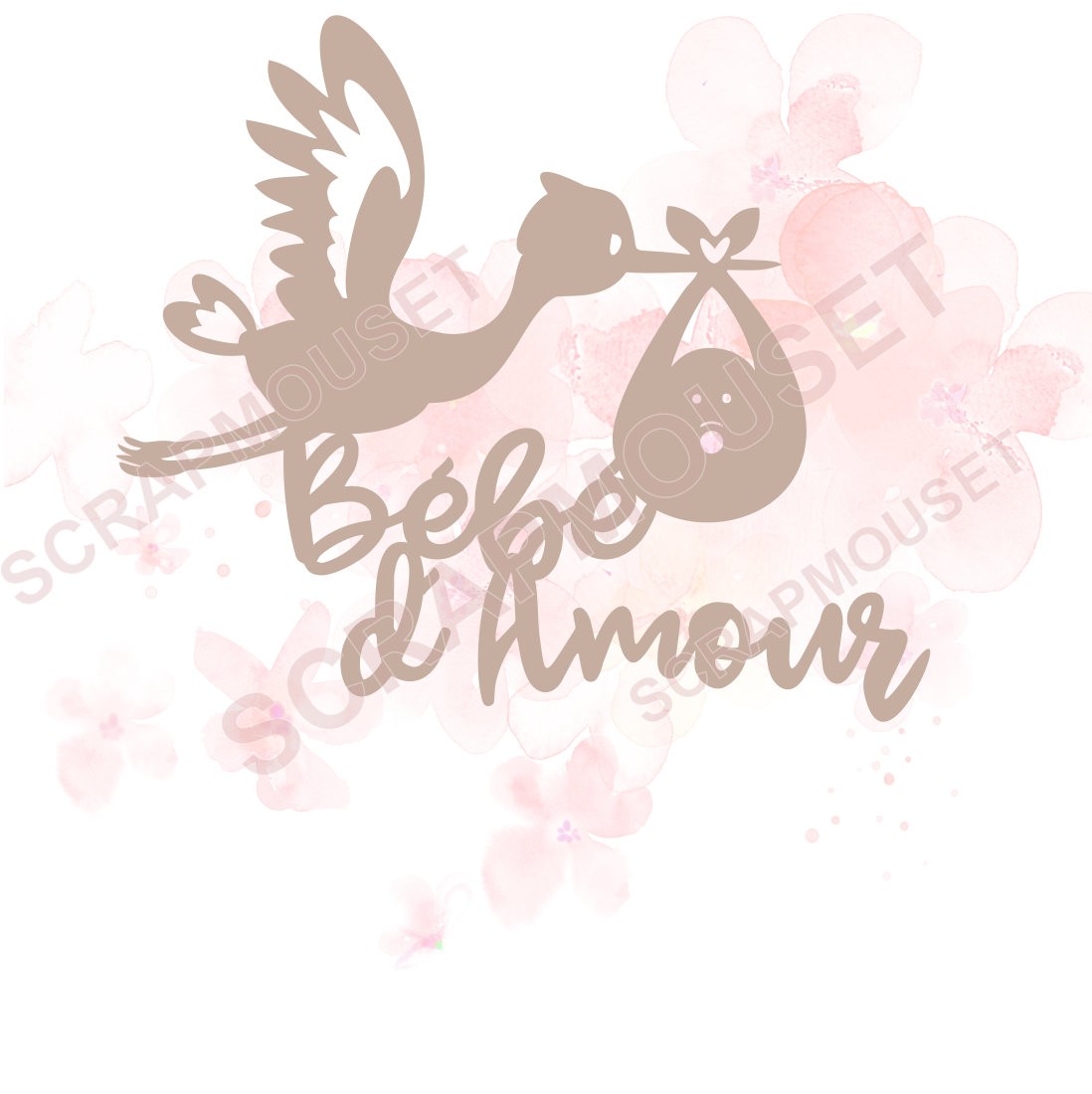 Mot Bébé d'amour en carton bois SCRAPMOUSET