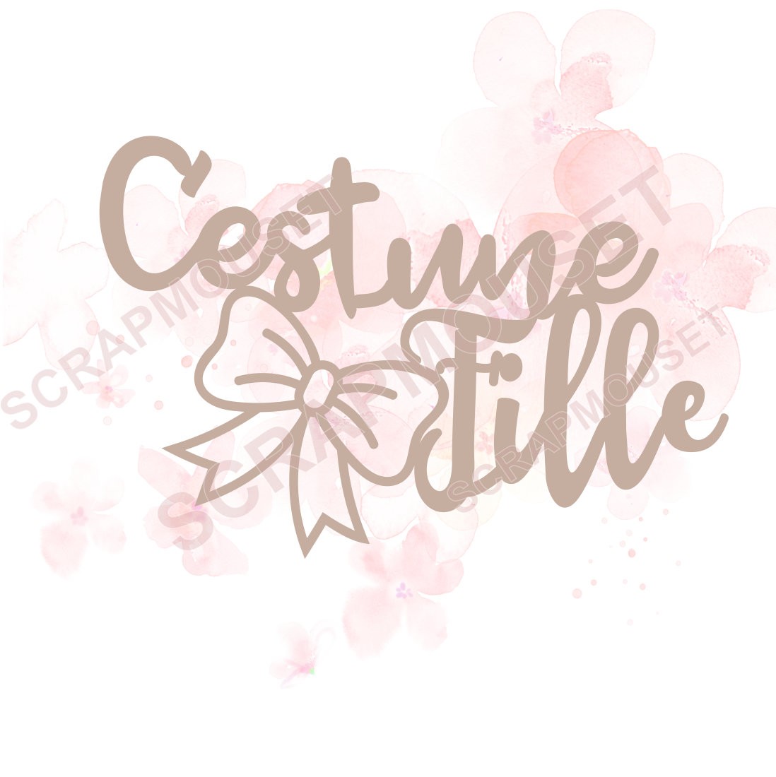 Mot C'est une fille (petit noeud) en carton bois SCRAPMOUSET