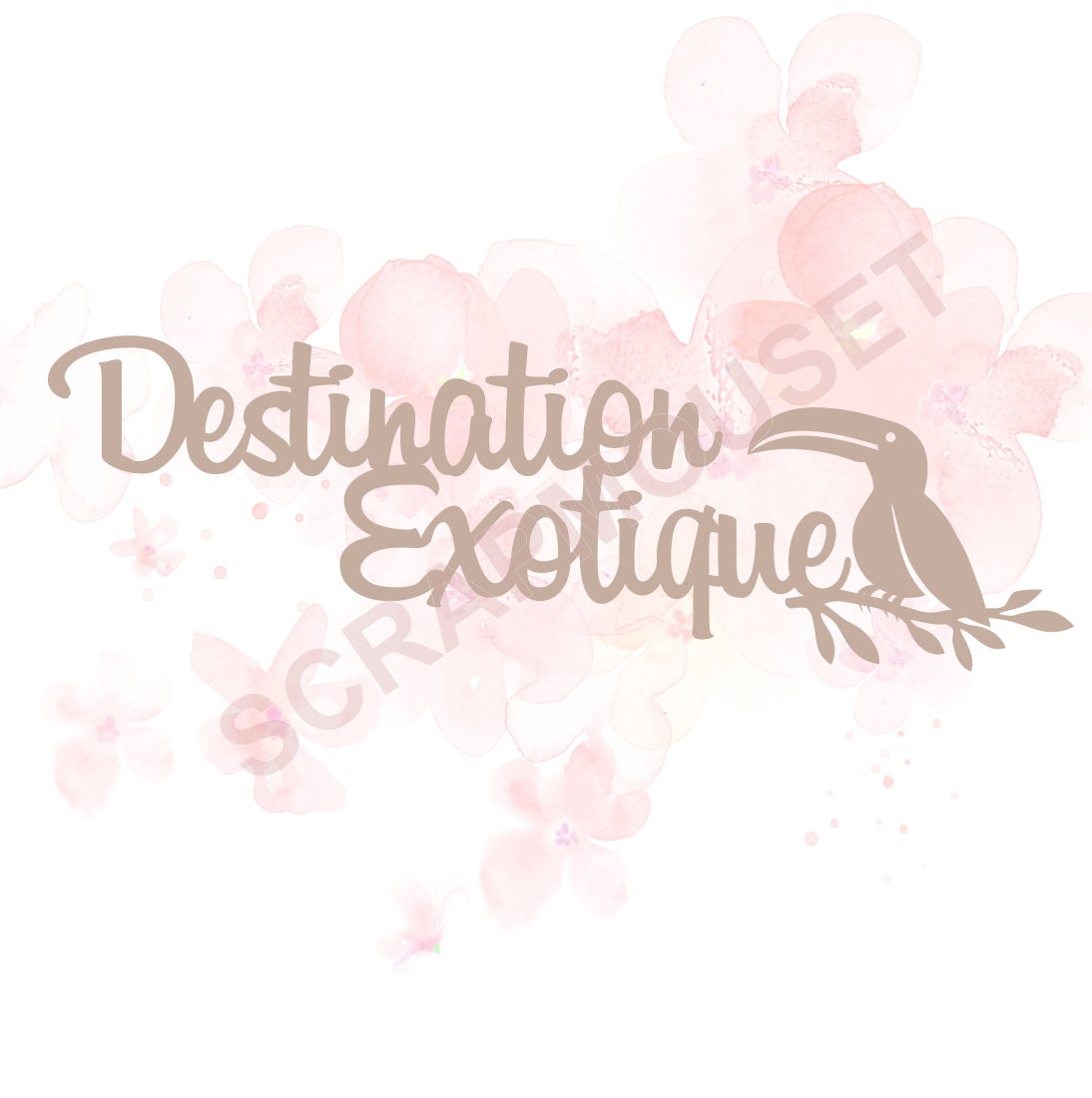 Mot Destination exotique en carton bois SCRAPMOUSET