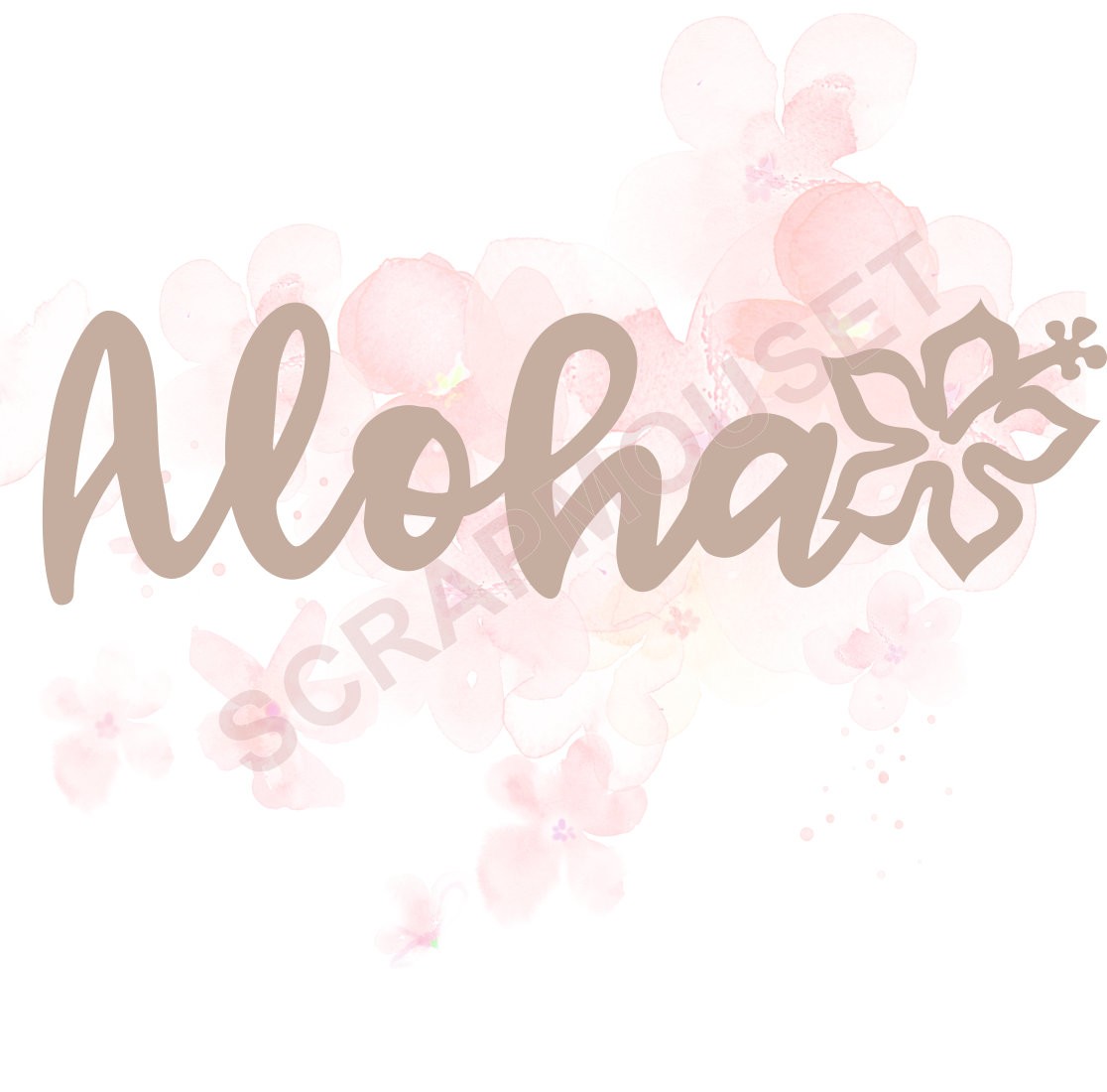 Mot Aloha avec petite fleur d'hibiscus en carton bois SCRAPMOUSET