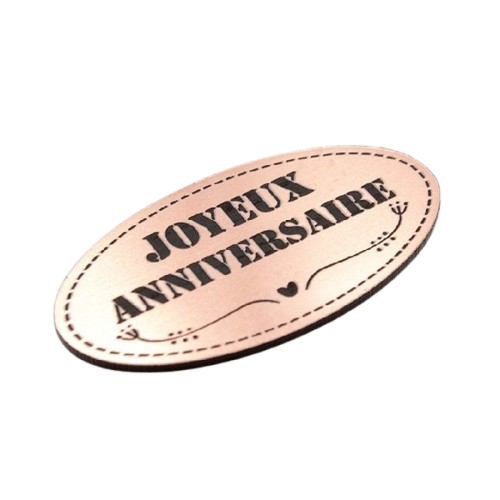 Etiquette ovale Joyeux anniversaire en Acrylique de couleur Rose Gold SCRAPMOUSET