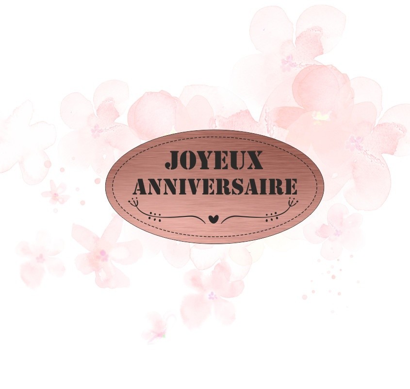 Etiquette ovale Joyeux anniversaire en Acrylique de couleur Rose Gold SCRAPMOUSET