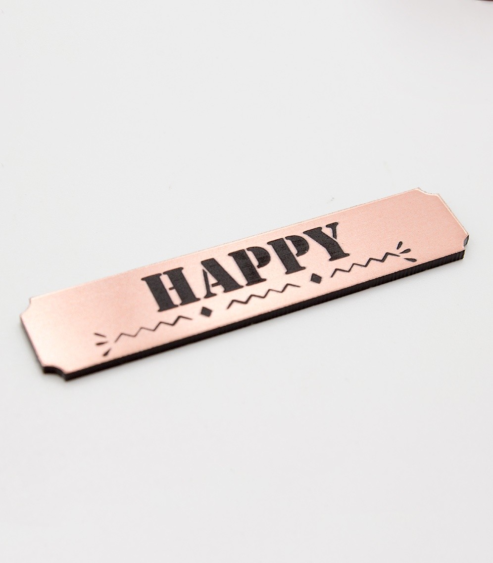 Etiquette happy en Acrylique Rose Gold 4,8 x 1 cm SCRAPMOUSET