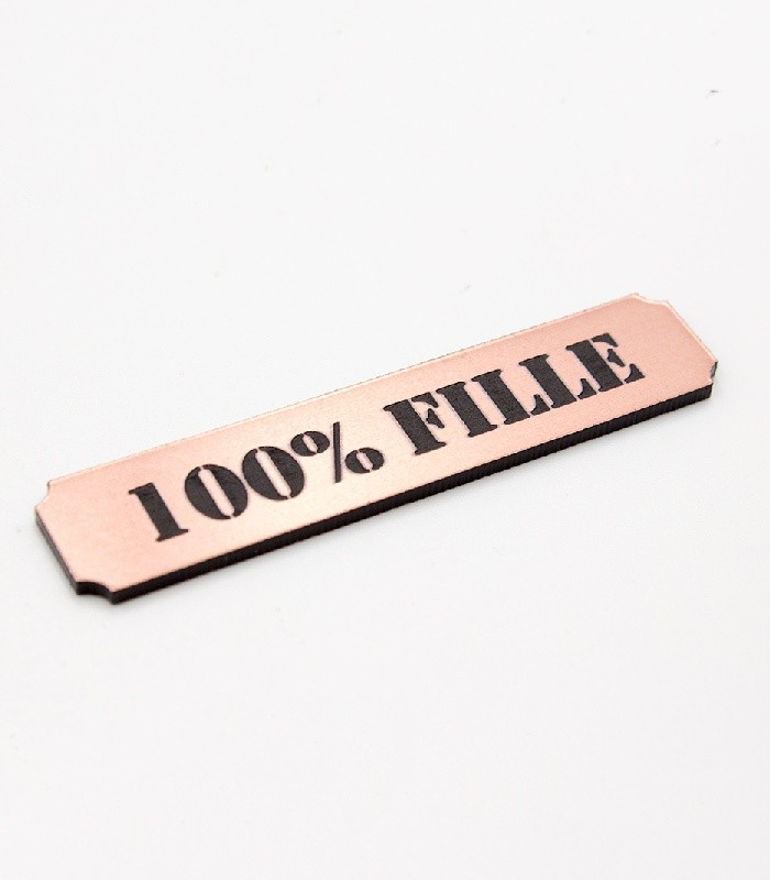 Etiquette 100% fille en Acrylique couleur Rose Gold SCRAPMOUSET