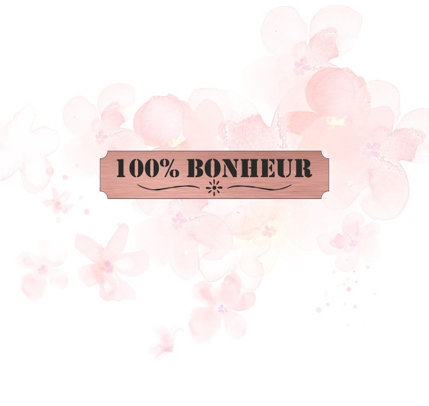 Etiquette 100% bonheur en Acrylique couleur Rose Gold