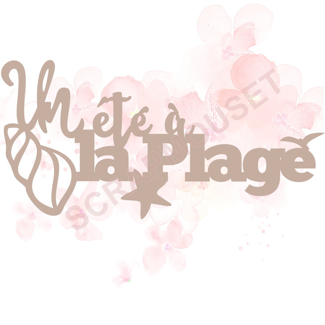 Mot Un été à la plage en carton bois SCRAPMOUSET