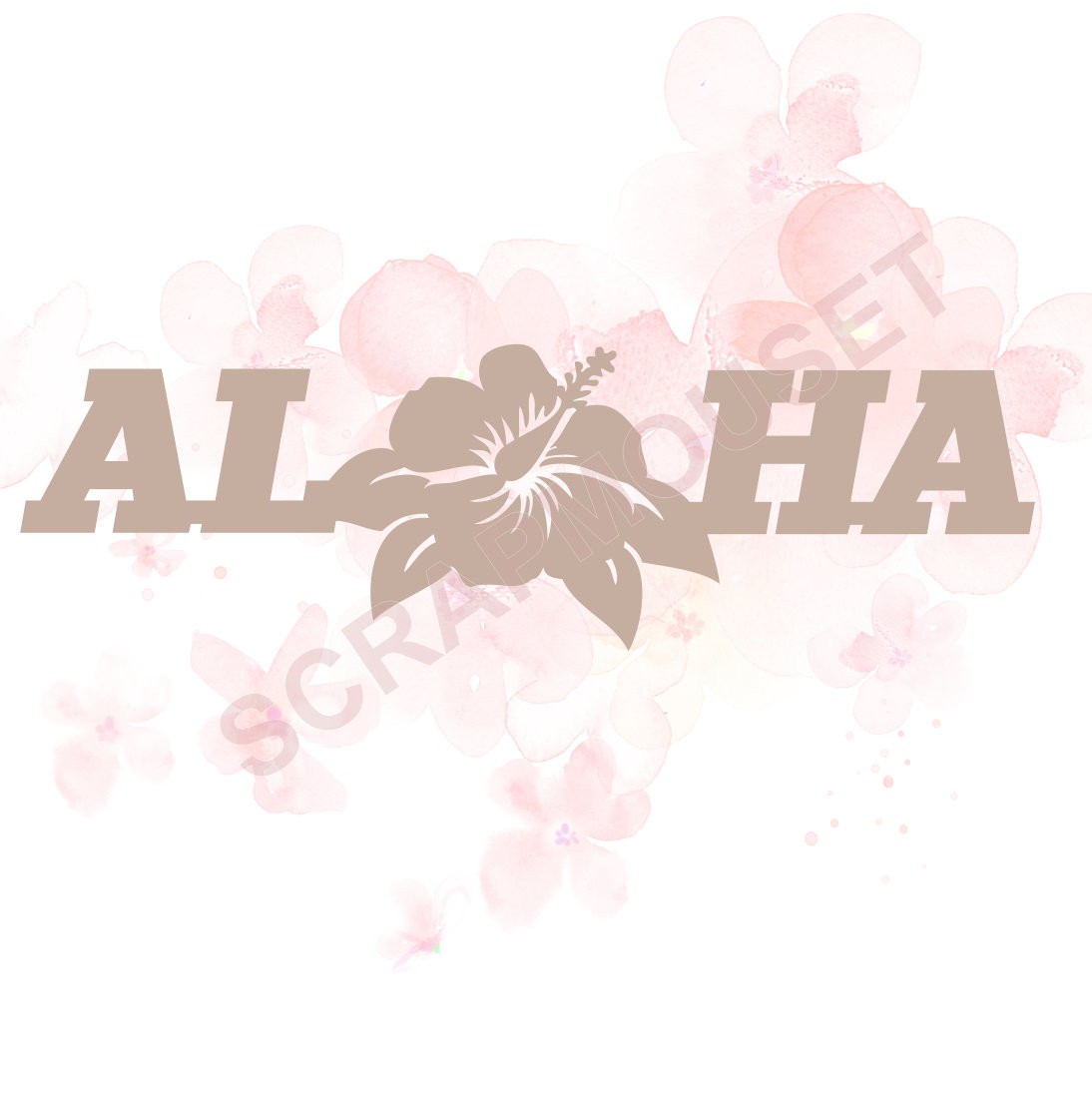 Mot Aloha (fleur d'hibiscus) en carton bois SCRAPMOUSET