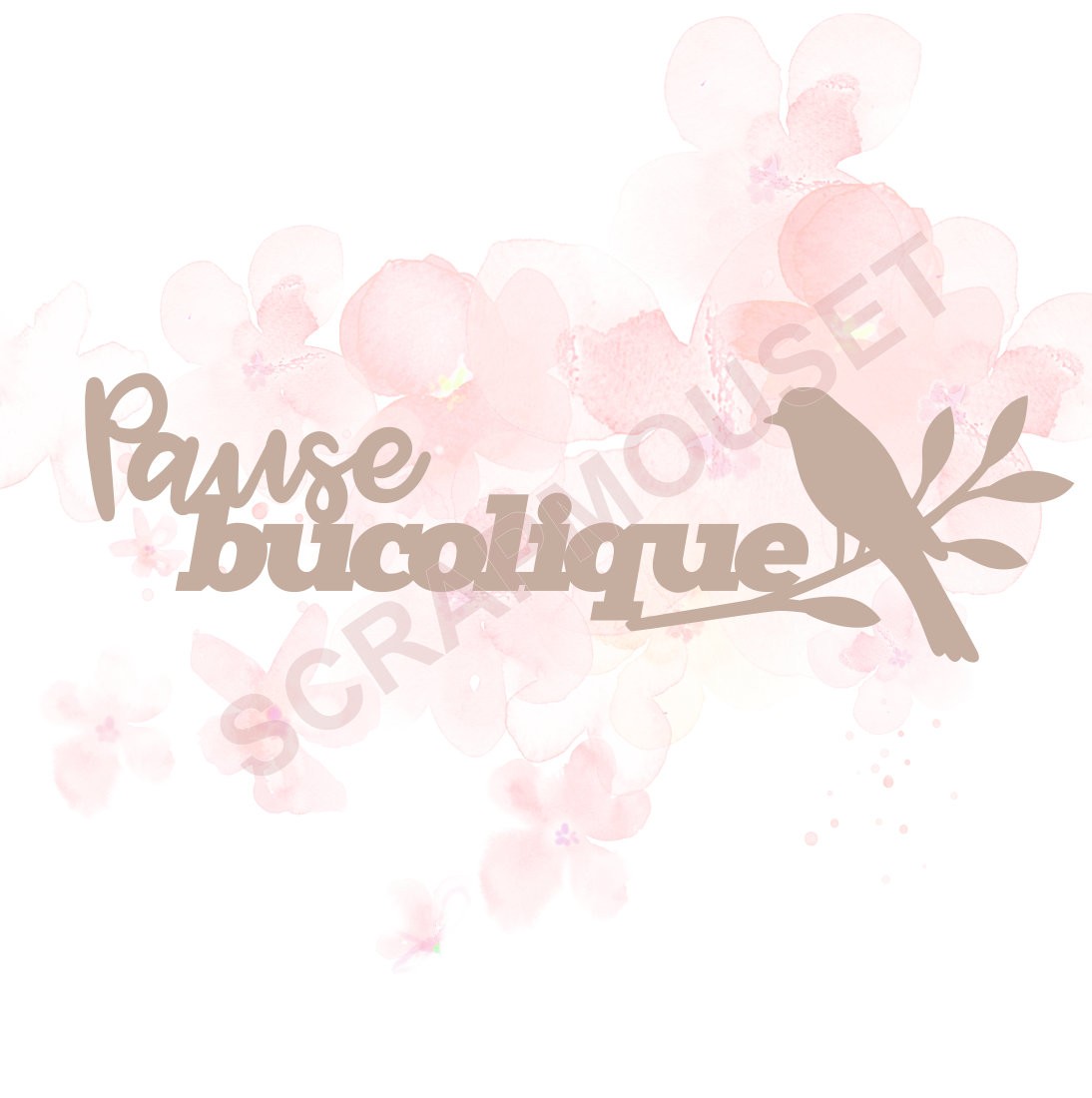 Mot Pause bucolique en carton bois SCRAPMOUSET