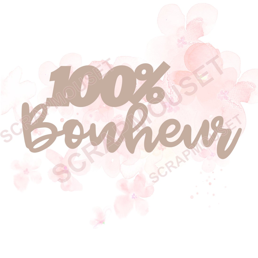 Mot 100% bonheur en carton bois SCRAPMOUSET