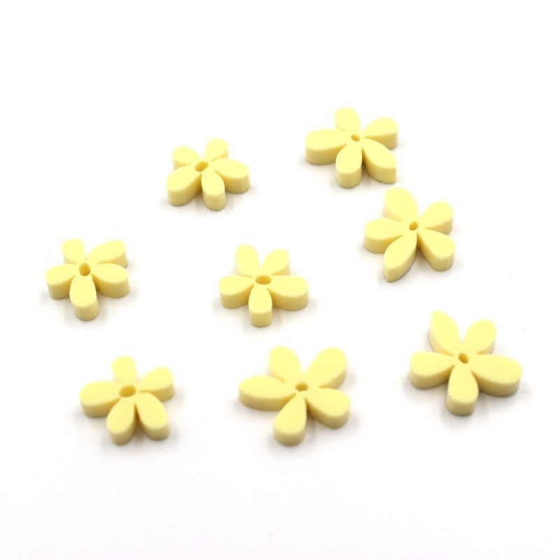 Lot 8 fleurs tropicales en acrylique jaune pastel - Scrapmouset