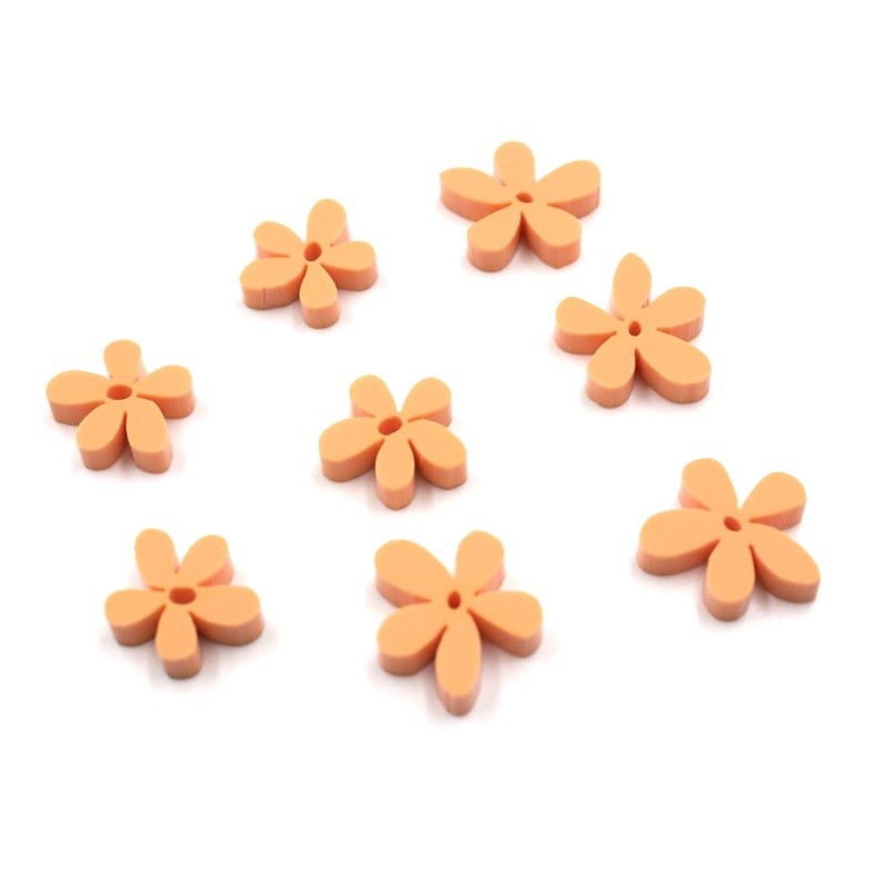 Lot 8 fleurs tropicales en acrylique orange pastel - Scrapmouset