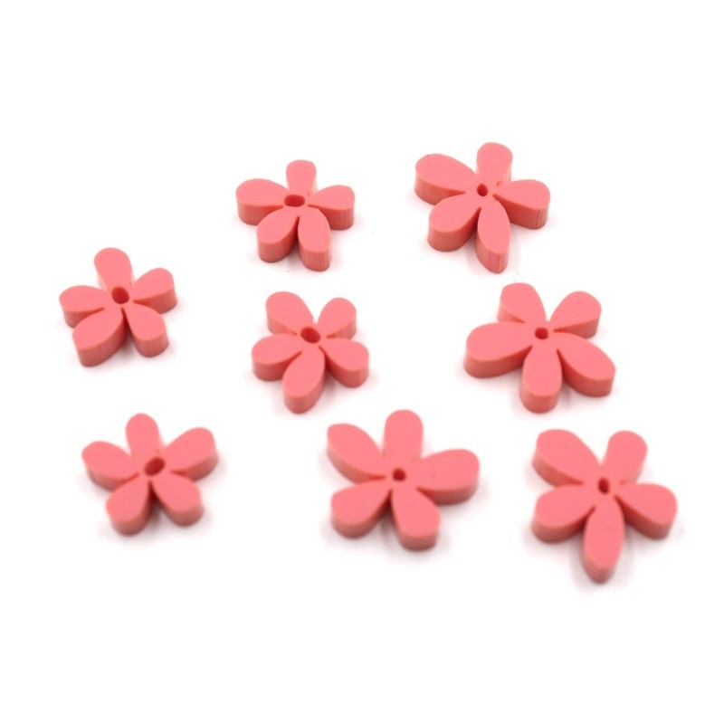 Lot 8 fleurs tropicales en acrylique framboise - Scrapmouset