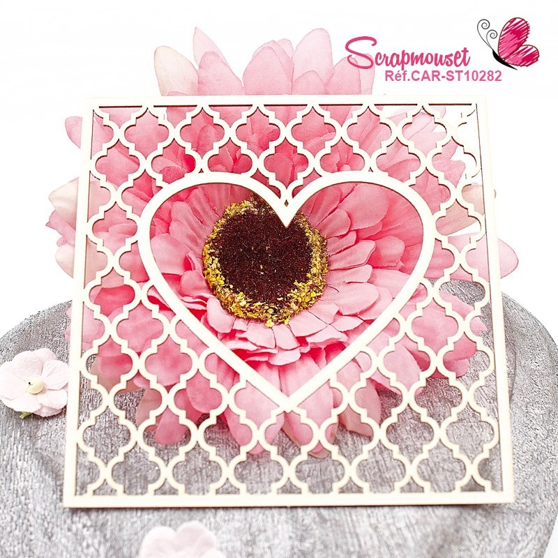 Cadre chipboard coeur et treillis Eden en carton bois SCRAPMOUSET