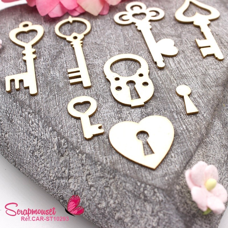 Chipboards clés et accessoires en carton bois SCRAPMOUSET