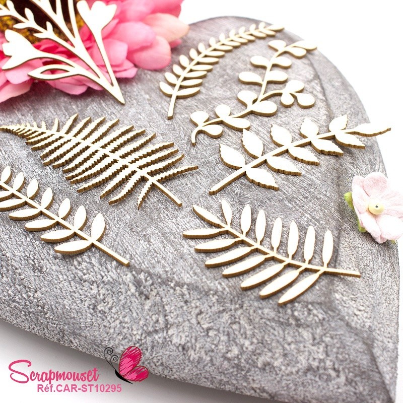 Chipboards feuillages d'automne en carton bois SCRAPMOUSET