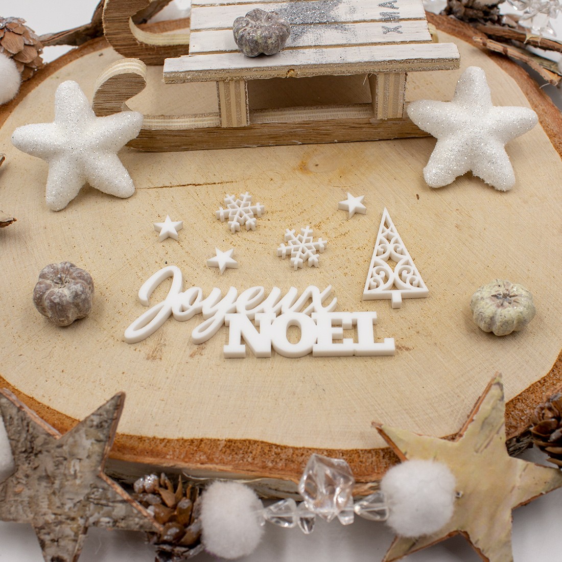 Set Joyeux Noël acrylique blanc SCRAPMOUSET