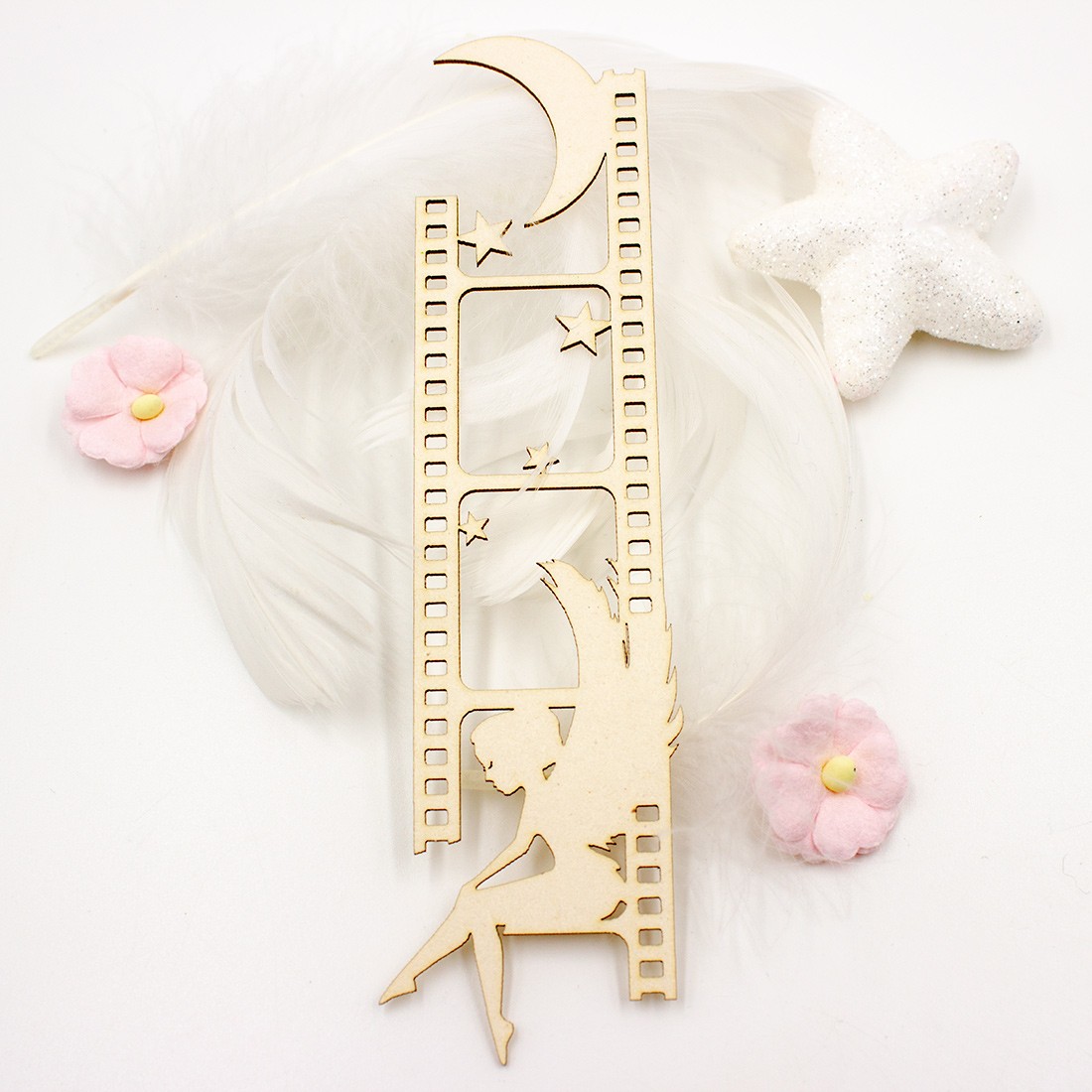 Chipboard diapositive fée en carton bois SCRAPMOUSET