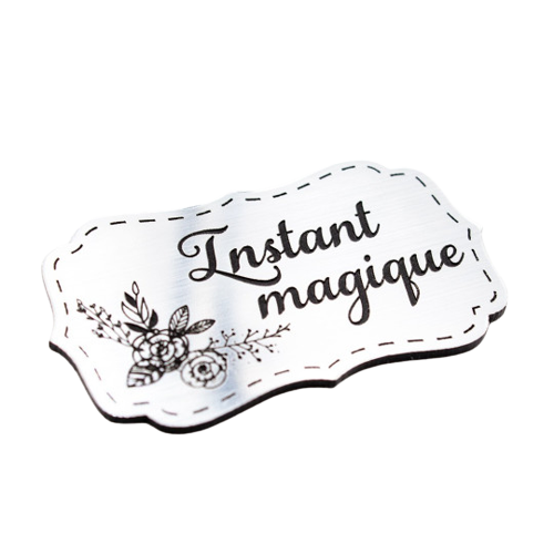 Étiquette Instant magique en Acrylique argent brossé