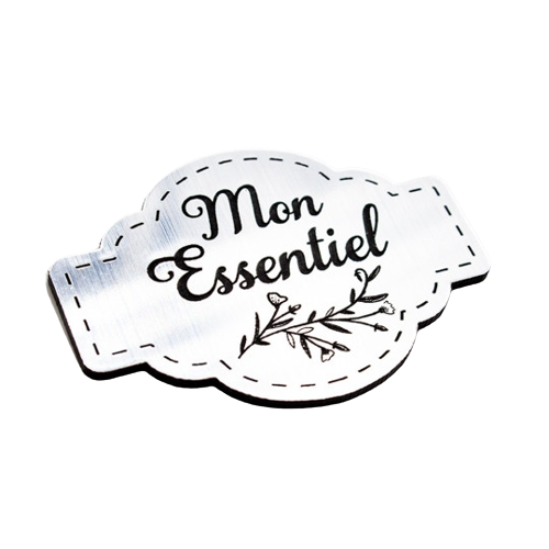 Étiquette Mon essentiel en Acrylique argent brossé