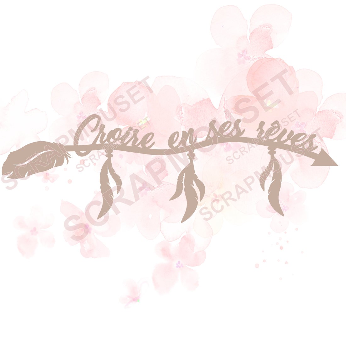 Mot Croire en ses rêves (et petites plumes) en carton bois SCRAPMOUSET