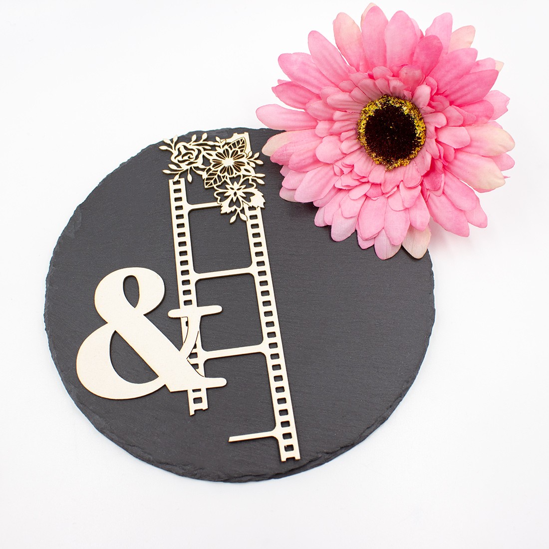 Chipboard diapositive esperluette et feuillages en carton bois SCRAPMOUSET
