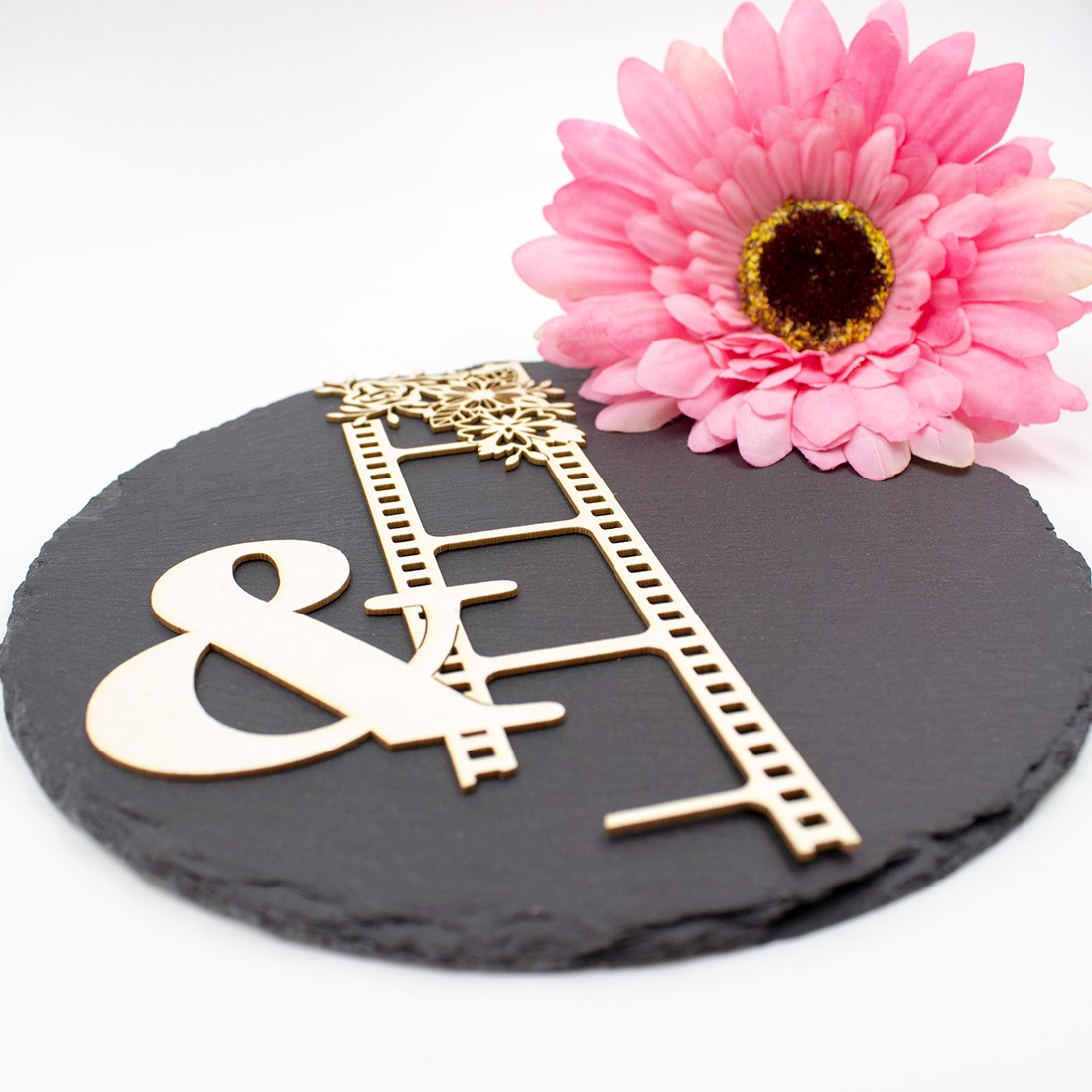 Chipboard diapositive esperluette et feuillages en carton bois SCRAPMOUSET