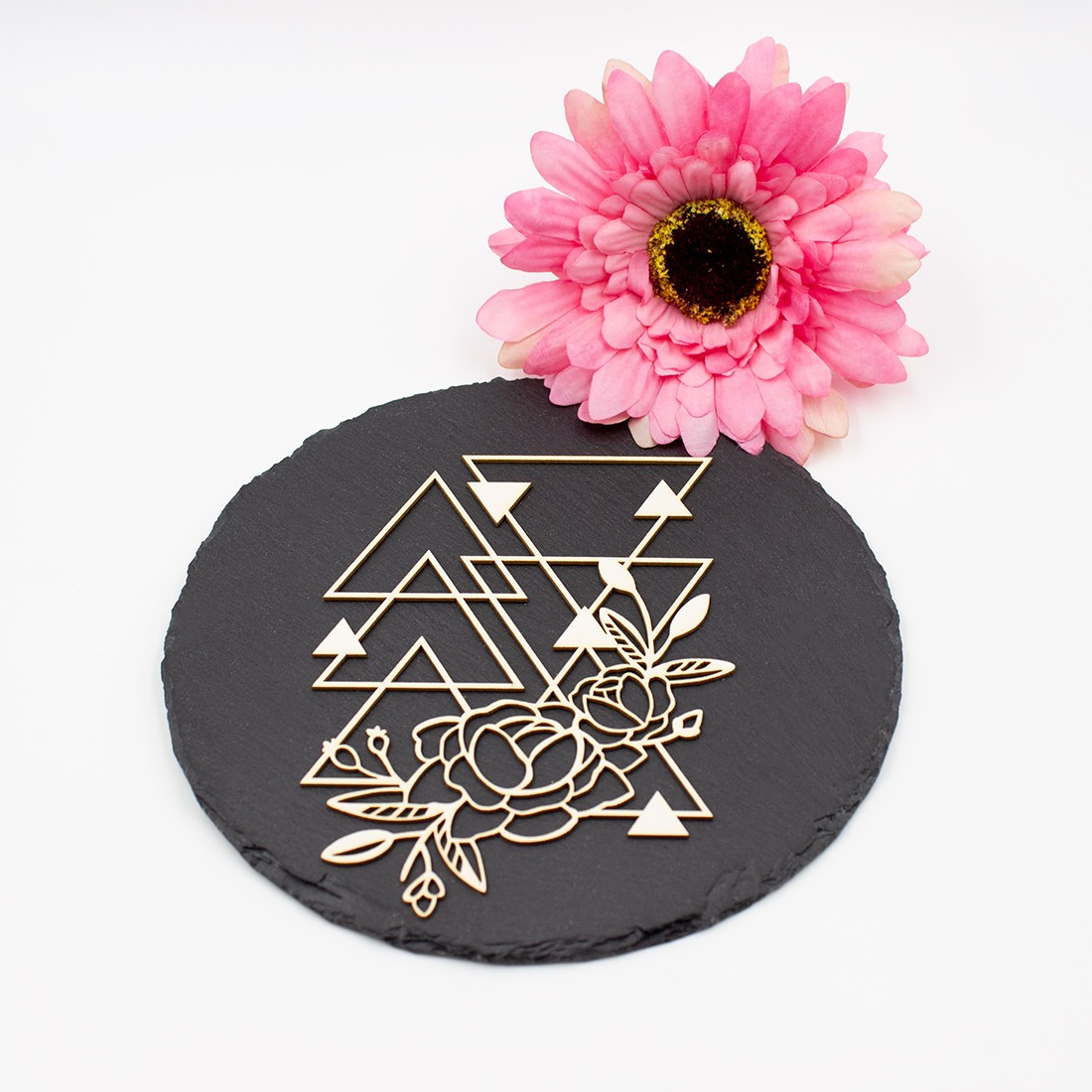 Chipboard floral aux formes géométriques triangulaires en carton bois SCRAPMOUSET