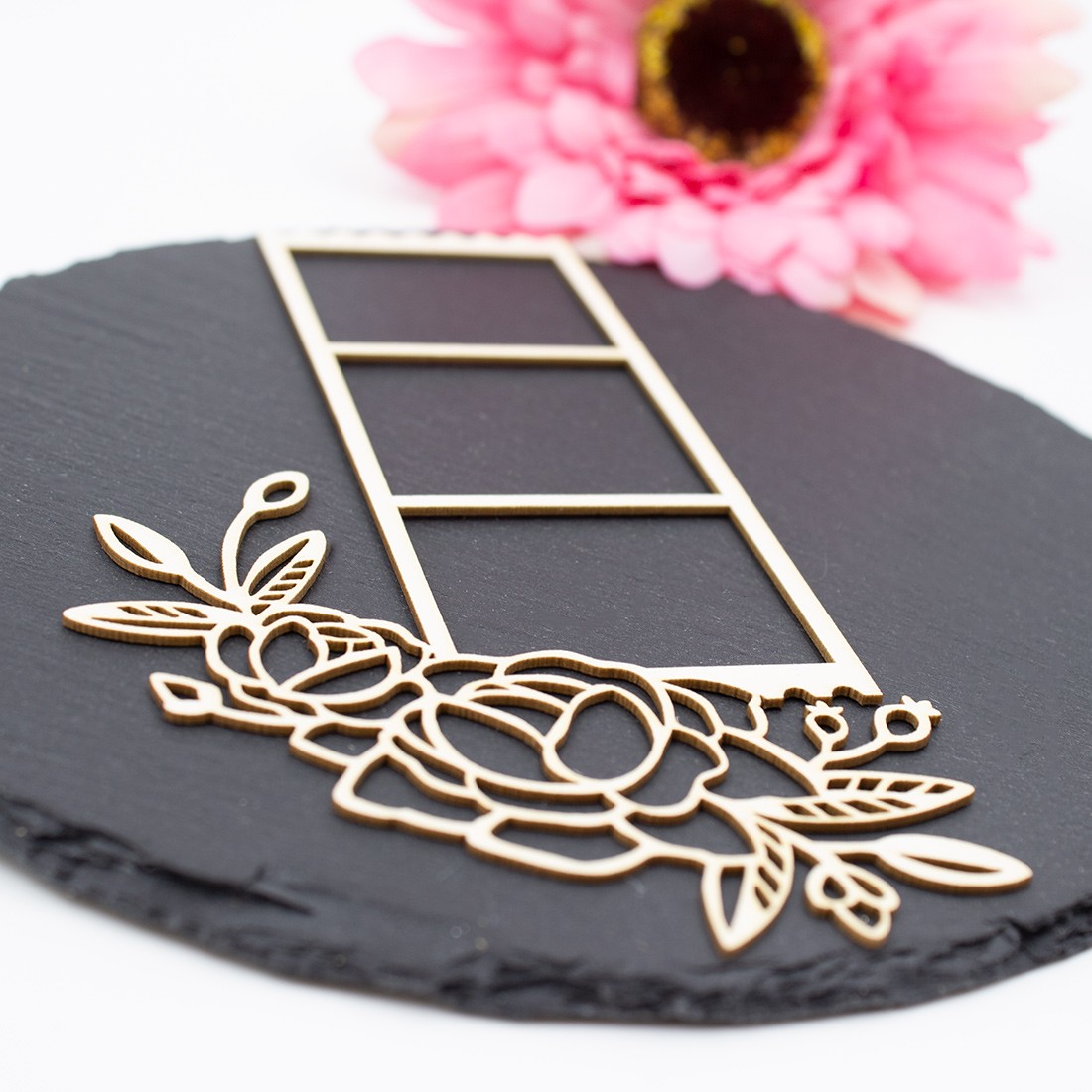 Chipboard diapositive florale dentelée en carton bois SCRAPMOUSET