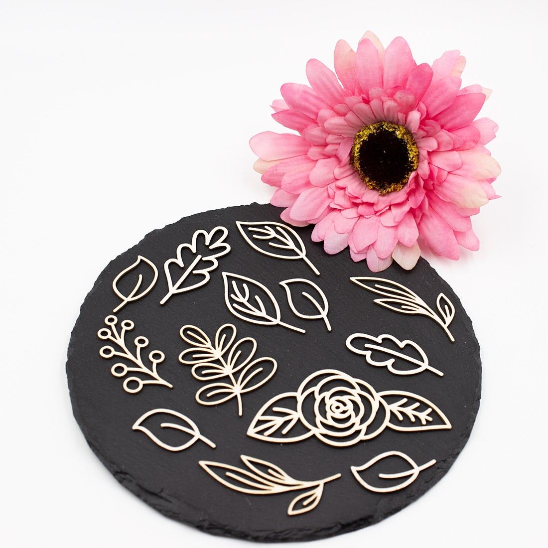 Chipboards feuillages ajourés en carton bois SCRAPMOUSET