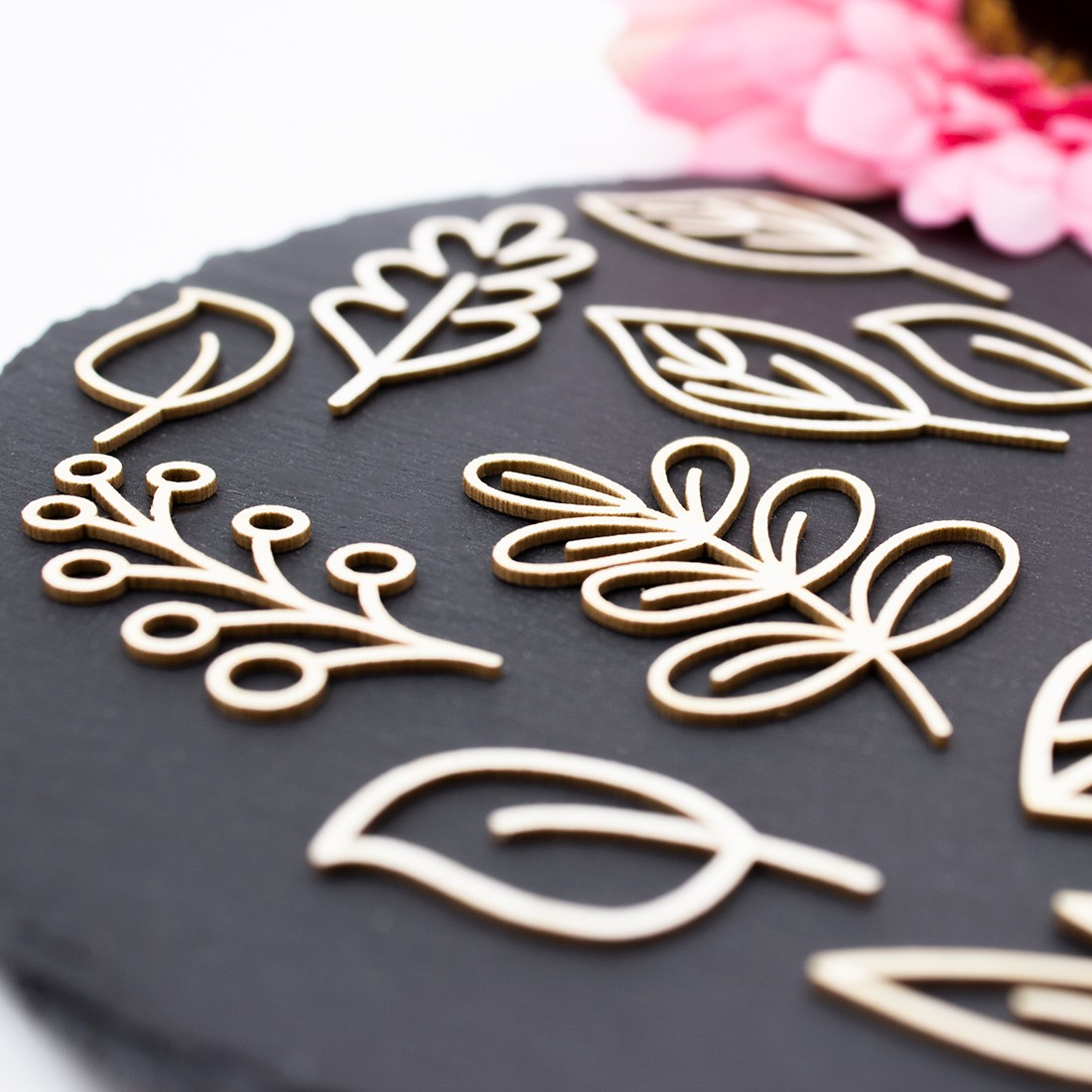 Chipboards feuillages ajourés en carton bois SCRAPMOUSET