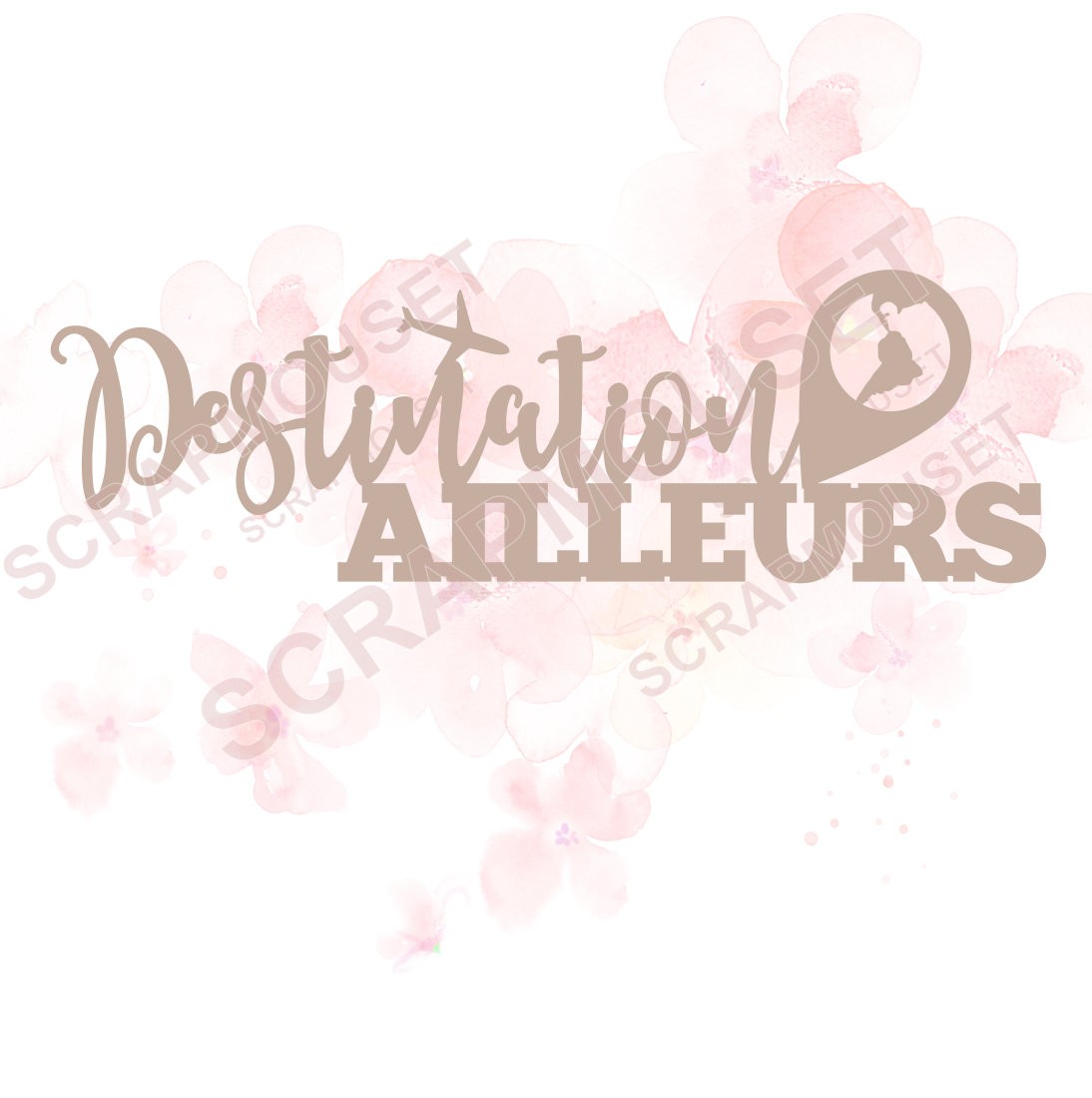 Mot Destination ailleurs en carton bois SCRAPMOUSET
