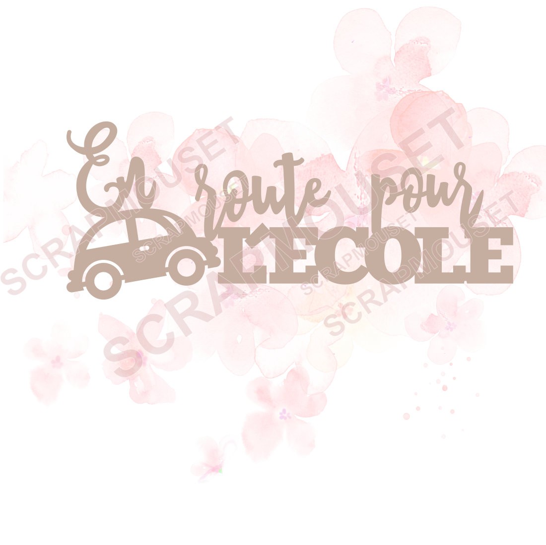 Mot En route pour l'école en carton bois SCRAPMOUSET