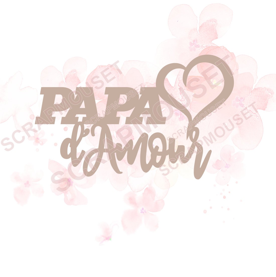 Mot Papa d'amour avec coeur en carton bois SCRAPMOUSET
