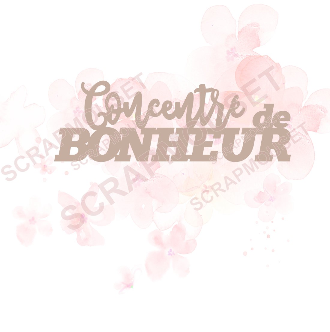 Mot Concentré de bonheur en carton bois SCRAPMOUSET