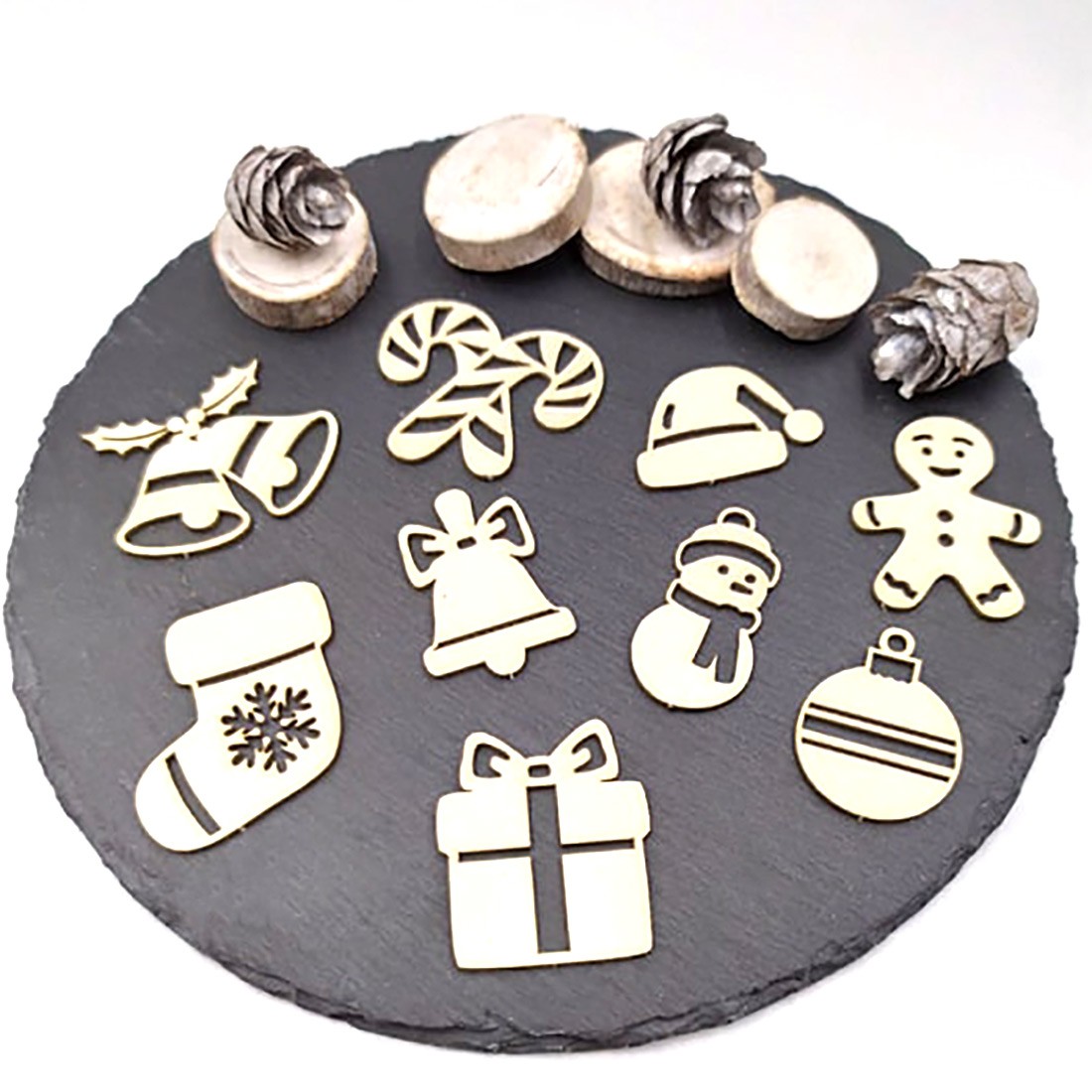 Chipboards petits objets déco de Noël en carton bois SCRAPMOUSET