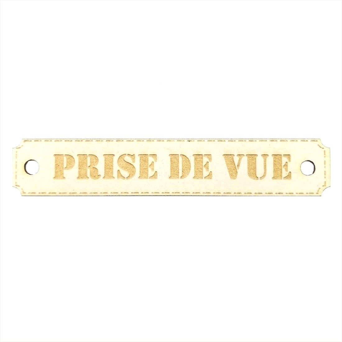 Etiquette rectangulaire Prise de vue avec trous de fixation en carton bois SCRAPMOUSET