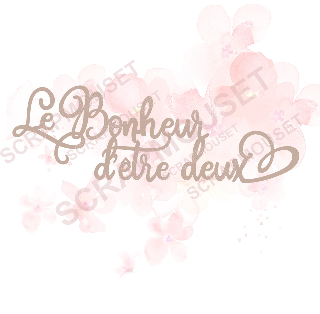 Mot Le bonheur d'être deux en carton bois SCRAPMOUSET