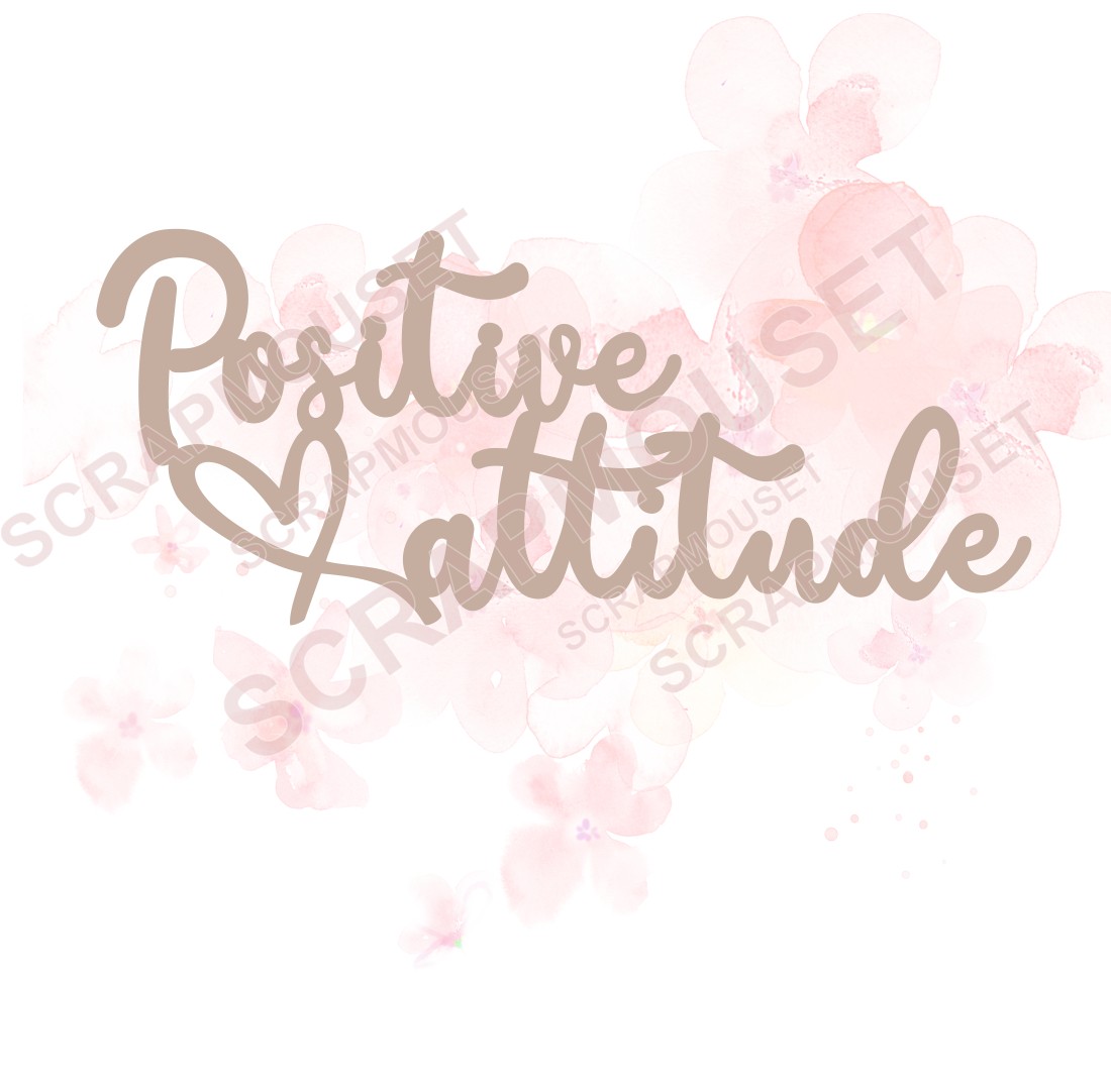Mot Positive attitude (et petit coeur) en carton bois SCRAPMOUSET