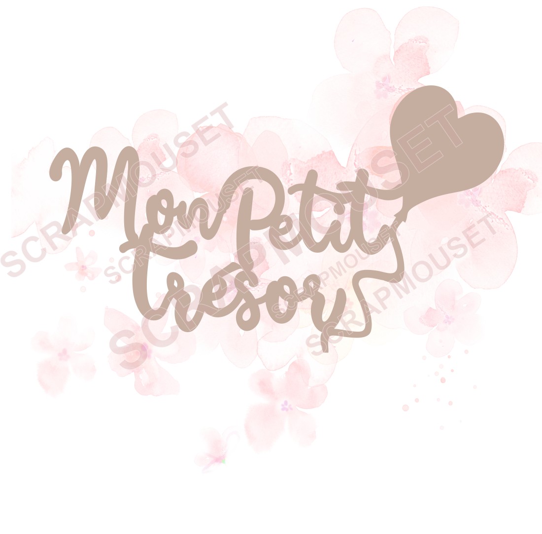 Mot Mon petit trésor (avec petit ballon) en carton bois SCRAPMOUSET