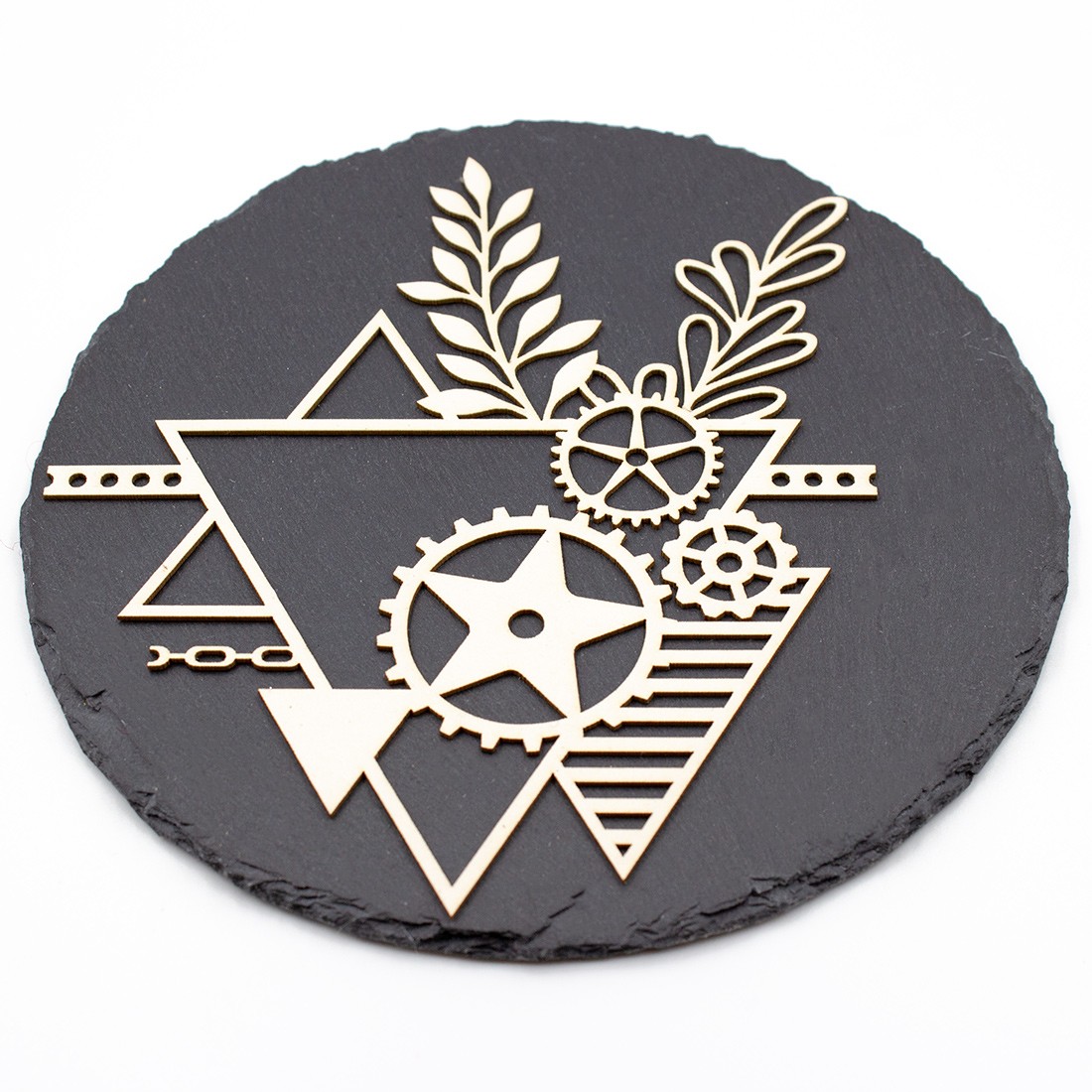Chipboard Evallis avec triangles, engrenages et diverses formes en carton bois SCRAPMOUSET