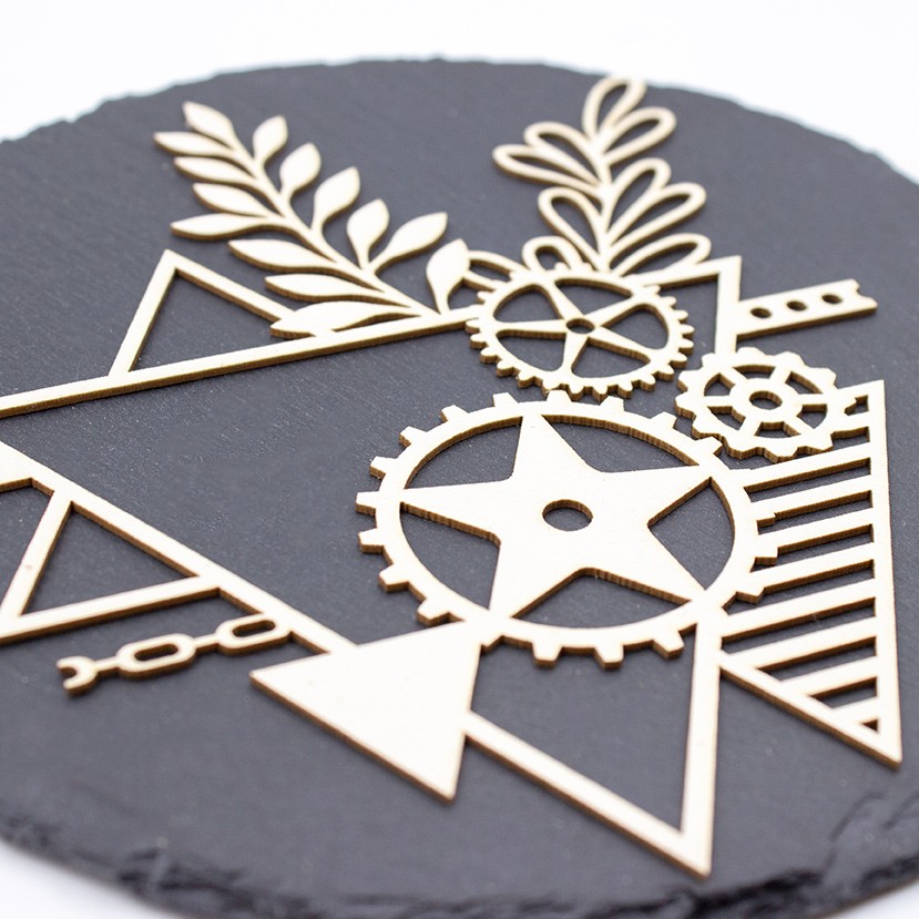 Chipboard Evallis avec triangles, engrenages et diverses formes en carton bois SCRAPMOUSET
