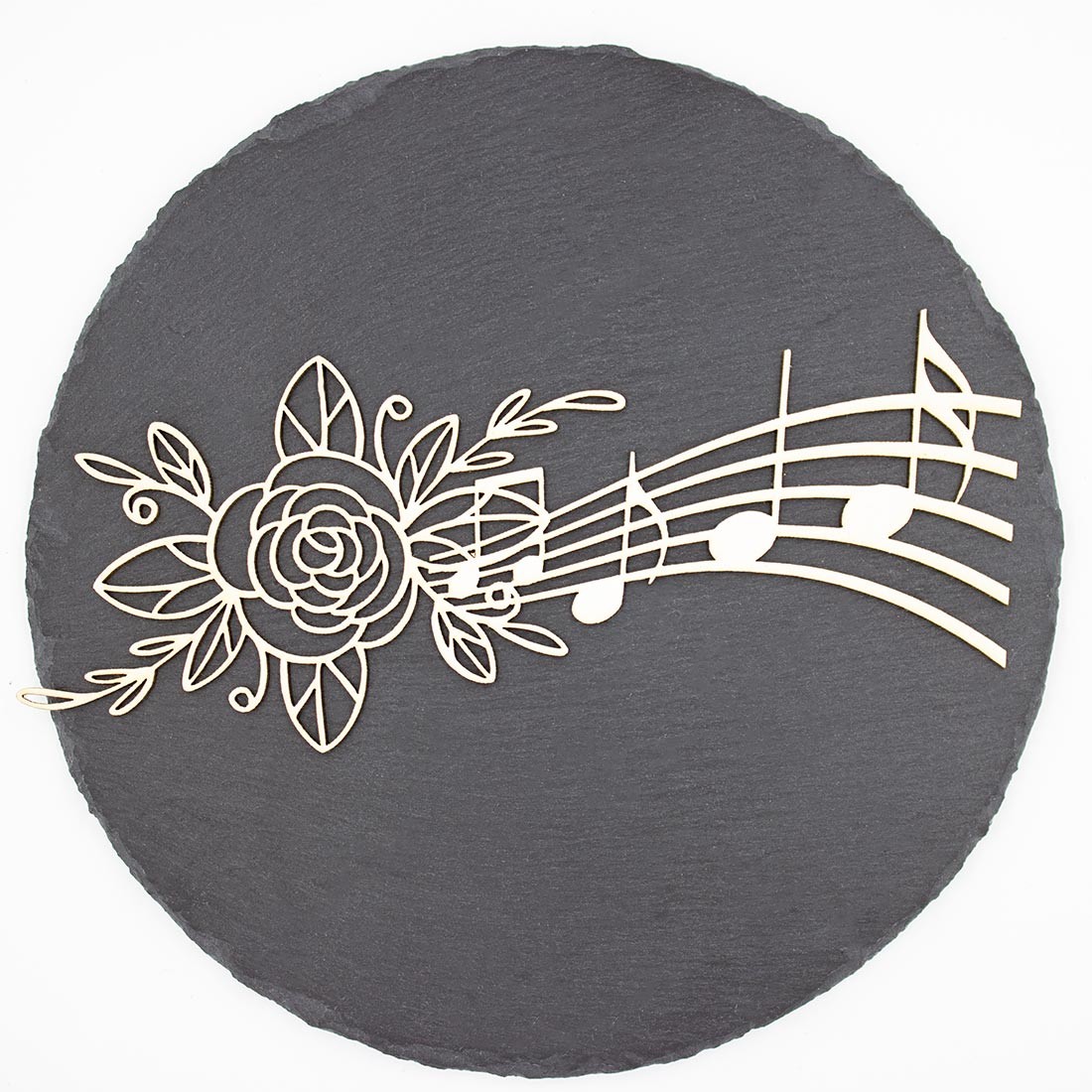 Chipboard Nahua avec portée musicale et rose en carton bois SCRAPMOUSET