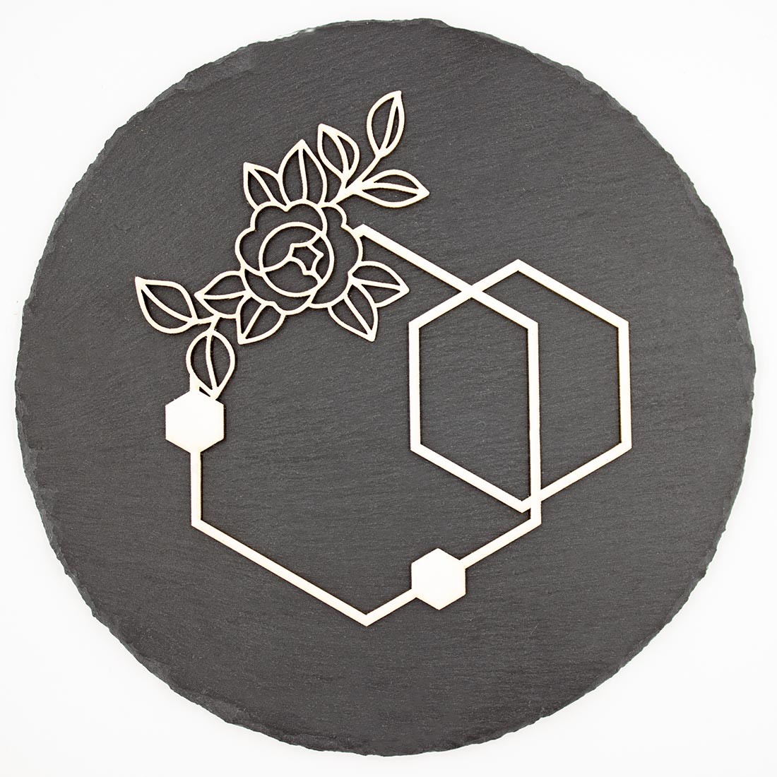Chipboard Novia avec fleurs et formes hexagonales en carton bois SCRAPMOUSET