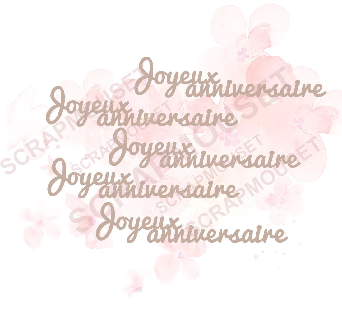 Lot de 5 mots identiques Joyeux Anniversaire en carton bois SCRAPMOUSET