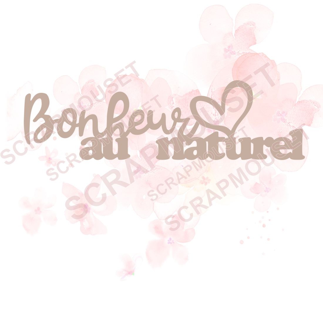 Mot Bonheur au naturel en carton bois SCRAPMOUSET