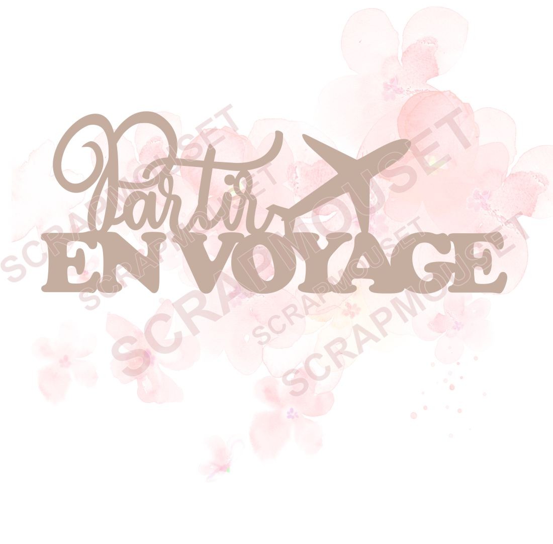 Mot Partir en voyage en carton bois SCRAPMOUSET