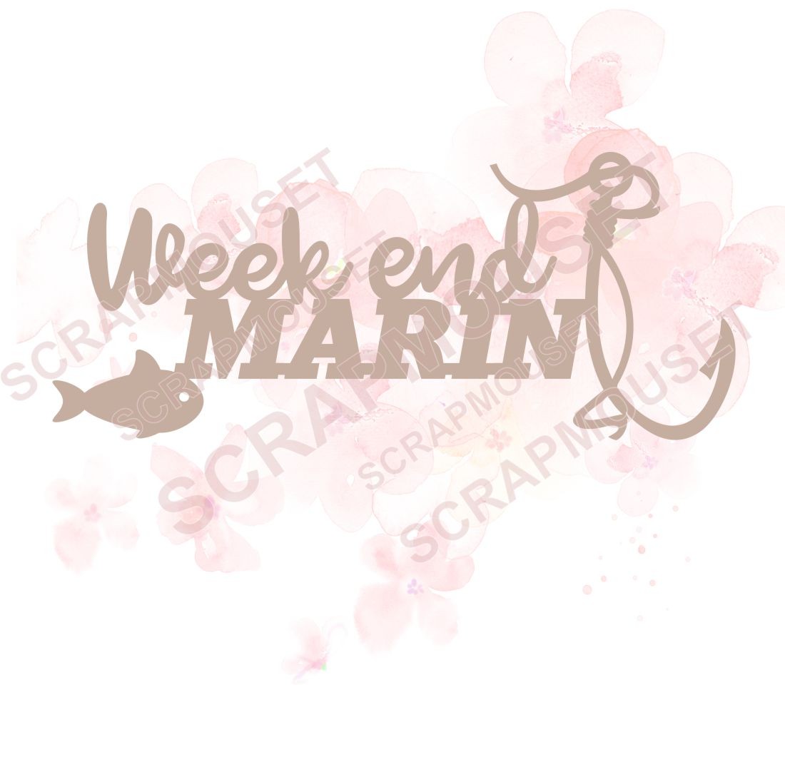 Mot Week-end marin en carton bois SCRAPMOUSET