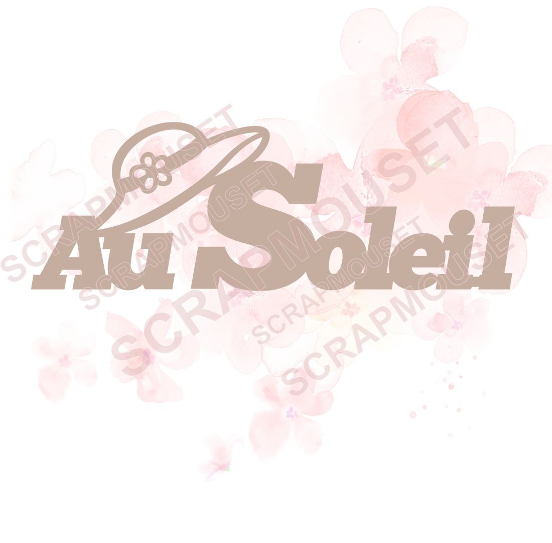Mot Au soleil avec chapeau de paille en carton bois SCRAPMOUSET
