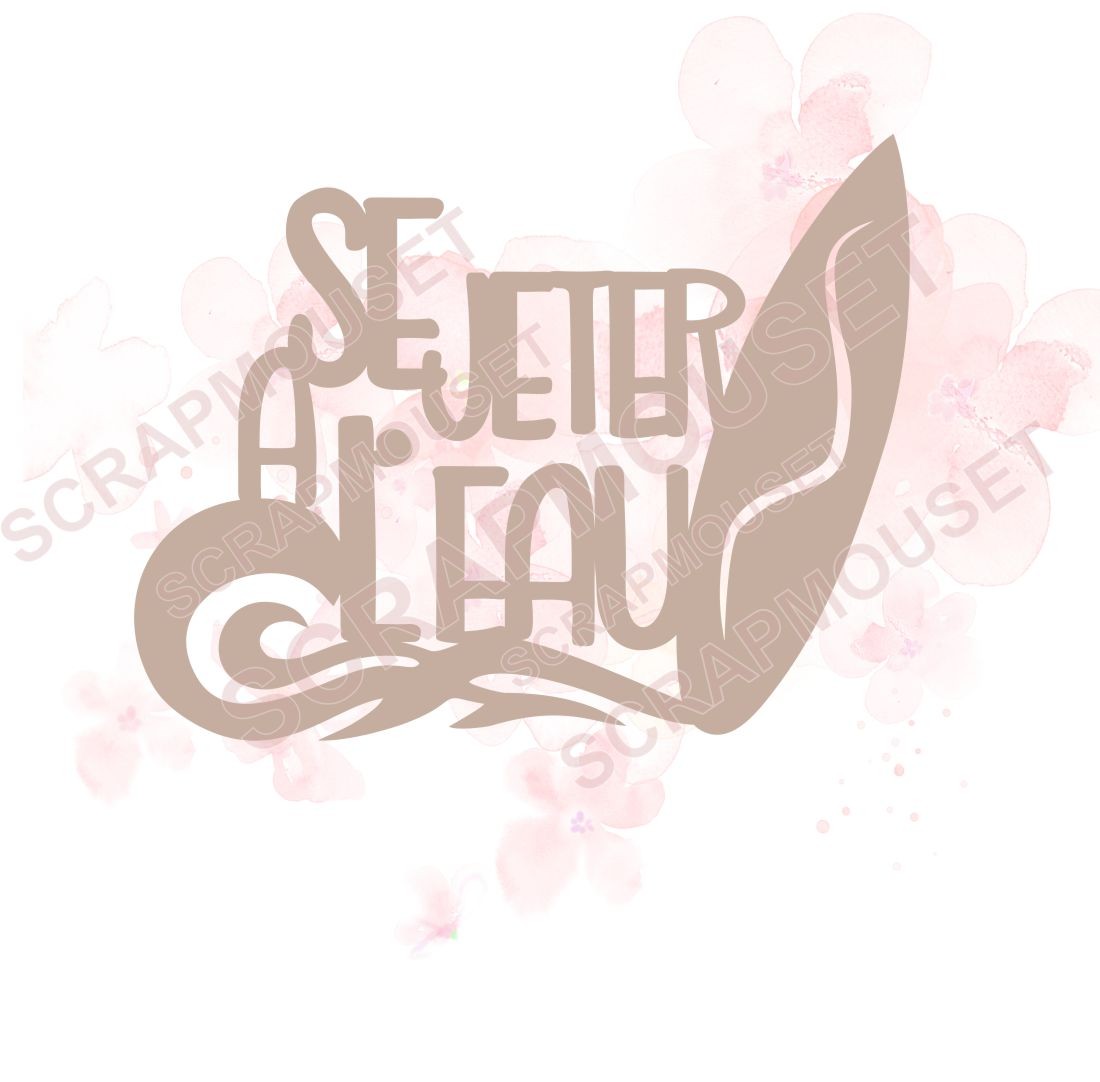 Mot Se jeter à l'eau avec planche de surf en carton bois SCRAPMOUSET